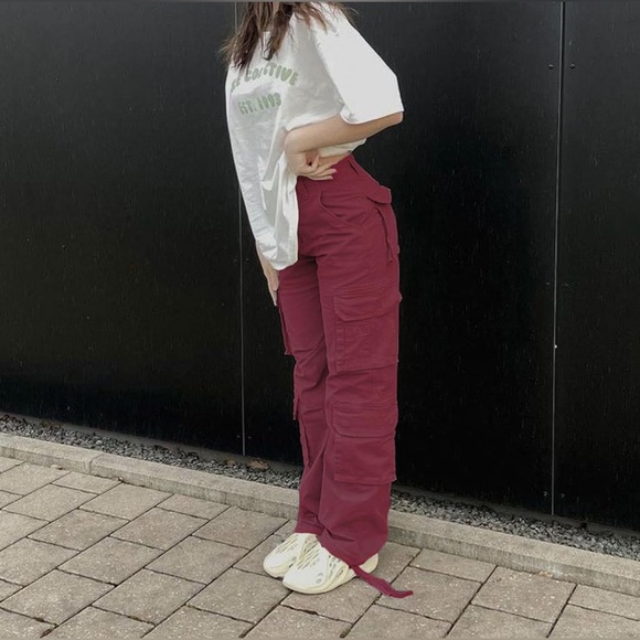 Cargo Pants for Women Baggy Y2k Straight Wide Leg Pants with Pockets Streetwear - Picture 3 of 8